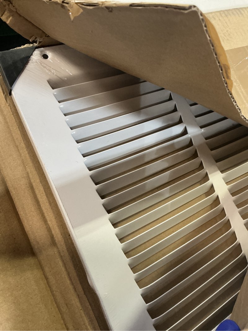 Condition photo showing New/Like New for HVAC Premium 30'' x 10'' [Duct Opening] Flat Stamped Steel Return Air Grille - Sidewall and Ceiling - HVAC Vent Duct Cover - White [Outer Dimensions: 31.75''w X 11.75''h] 1 Count (Pack of 1)