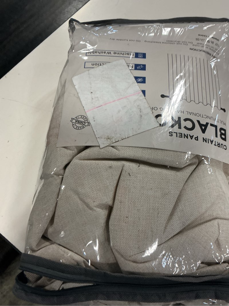 Condition photo showing Good Condition for linen textured total blackout curtains for bedroom 102 inches long, cream | 100% blackout shield, back tab/rod pocket living room drapes, thermal insulated blackout curtains 2 panels set, 50"w x 102"l