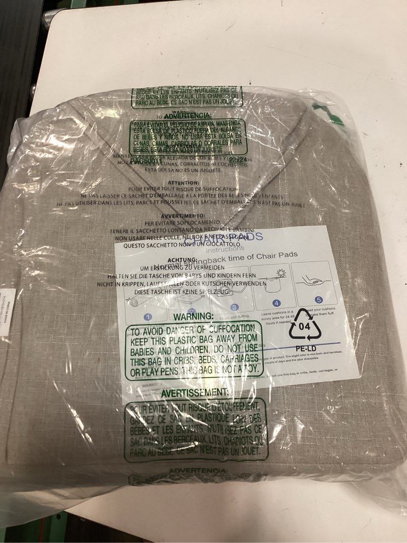 Condition photo showing New/Like New for chair cushions for dining chairs set of 4, non slip kitchen chair pads, 17" x 16" x 2", indoor dining chair cushions with ties, d-shaped seat cushions for kitchen chairs, beige beige 4 pack