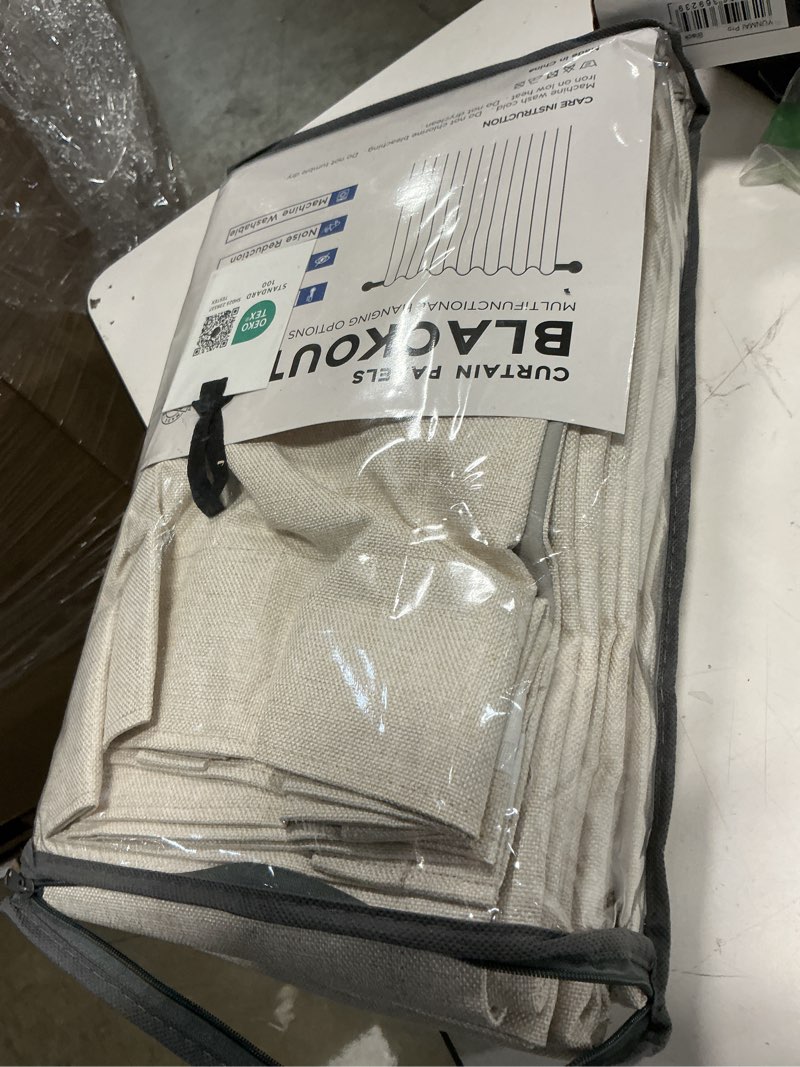 Condition photo showing Good Condition for 100% blackout shield linen blackout curtains for bedroom 84 inches long, back tab/rod pocket living room drapes, thermal insulated blackout curtains 2 panels set, 50" w x 84" l, cream cream 50"w x 84"l (pack of 2)