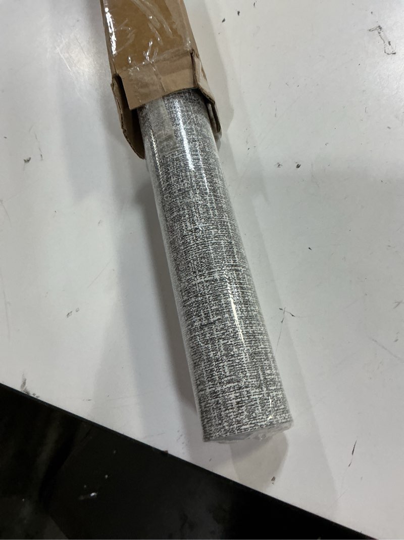 Condition photo showing New/Like New for wadile grasscloth peel and stick wallpaper 23.6in x 118in, textured contact paper for cabinets, faux linen wall paper pull and stick, fabric vinyl wallpaper self adhesive dark gray 23.6" x 118" dark gray