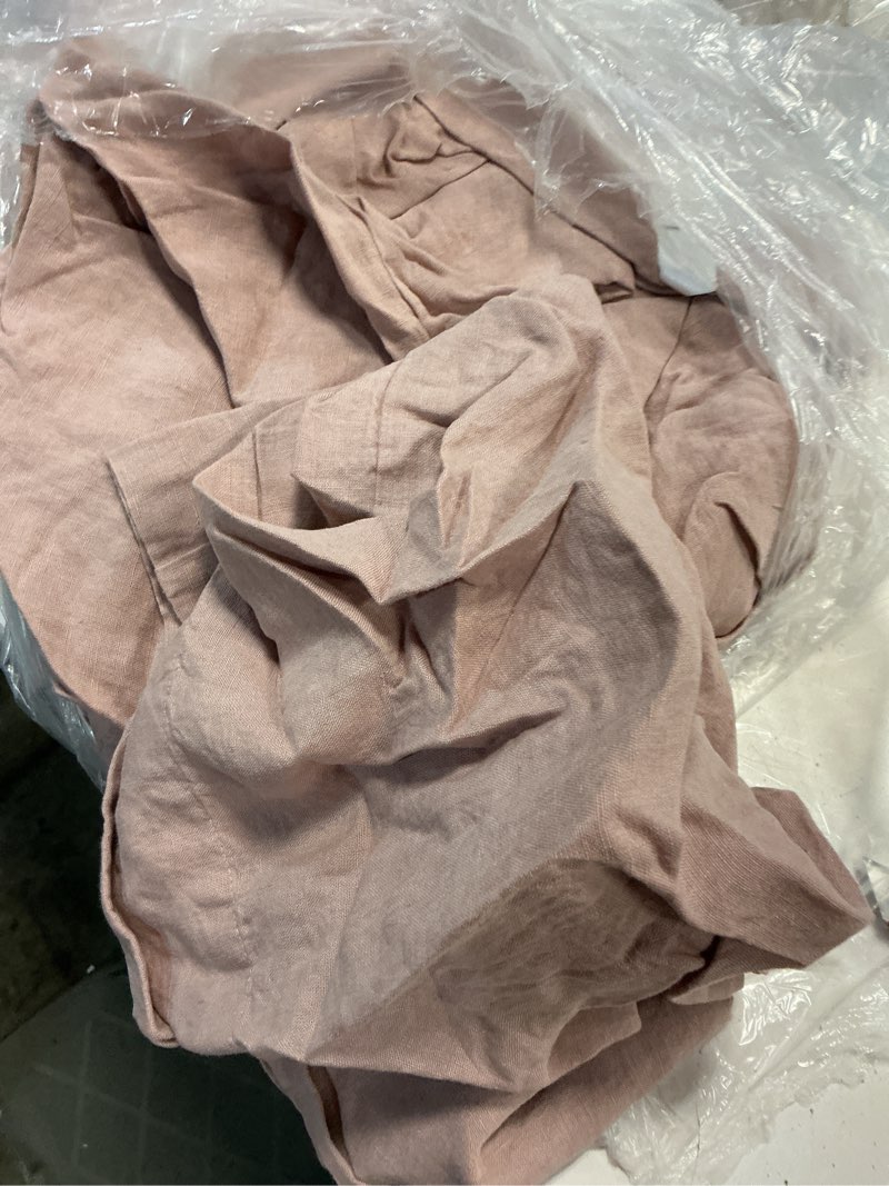 Condition photo showing As Is for european linen sheet set, full, dusty mauve