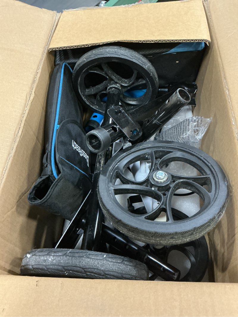 Condition photo showing As Is for Fvzzin Lightweight Knee Scooter Crutch Alternative, Foldable & Adjustable Knee Scooter for Adults for Foot Surgery, Steerable Knee Walker with Detachable Basket, Includes DIY Stickers-Metallic Black