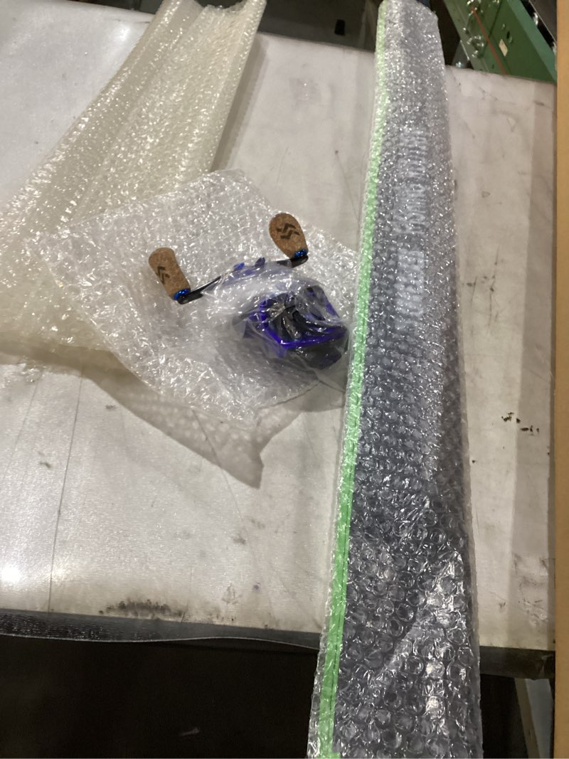 Condition photo showing Good Condition for One Bass Fishing Rod and Reel Combo, IM7 Graphite 2 Pc Blank Baitcasting Combo, Spinning Rod with Super Polymer Handle Blue- Casting- Right Handed 6'6"-M-Fast