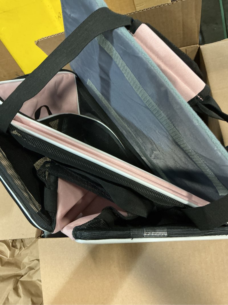 Condition photo showing Good Condition for Lekereise Top-Expandable Pet Carrier 18x13x9.5 Inch Southwest Frontier Airline Approved Soft Sided Underseat to 15lbs Travel Carriers for Small Cats Dogs with Locking Safety Zippers Anti-Scratch Mesh 18"x13"x9.5" Pink