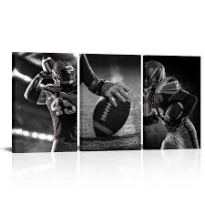 NutArtPic Sport Canvas Wall Art American Football Pictures Black White Gym Artwork Prints Framed for