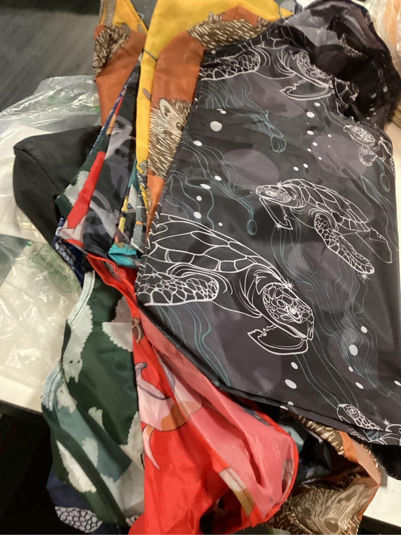 Condition photo showing New/Like New for beegreen animal reusable shopping bags grocery totes 10 pack with zipper carry pouch cute shopper bags xlarge machine washable durable gifts for animal lovers women animals 10 packs various prints elephant, alpaca, birds, dogs, penguins, and dragonfly 1