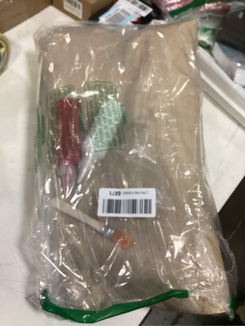 Condition photo showing New/Like New for Sosation Handprint Christmas Tree Skirt Set 72 Inches Memory Making Burlap Christmas Tree Rustic Linen Xmas Skirt for Farmhouse Decorations