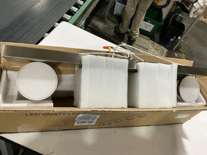 Condition photo showing Good Condition for Brushed Nickel Vanity Lights for Bathroom, 4-Light Bathroom Light Fixtures Over Mirror, LED Dimmable Bath Lighting Fixture, Modern Wall Mounted Lighting Fixture Nickel-Dimmable 4-Light,30Inch