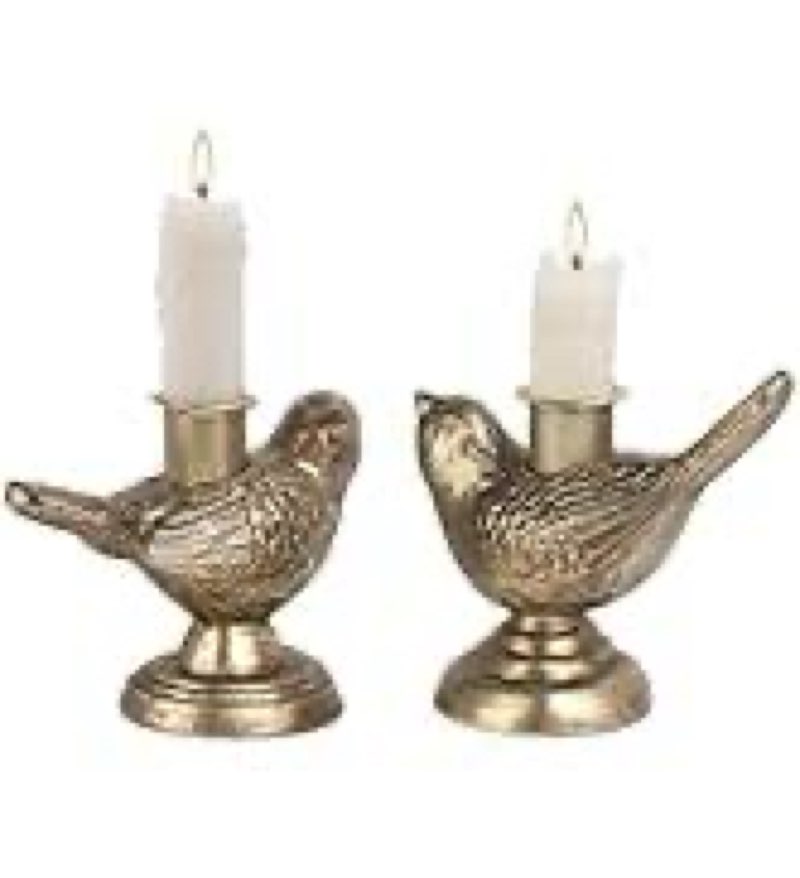 NIKKY HOME Gold Taper Candle Holders Set of 2, Vintage Metal Candlestick for Table Centerpieces, Wedding, Christmas