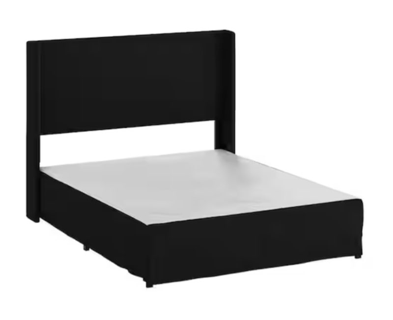 Raymond 2-Piece Midnight Wingback Design Queen Bedroom Set with Metal Platform Bed Frame
