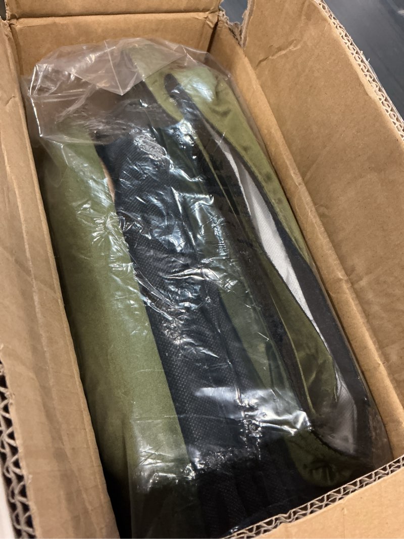 Condition photo showing Good Condition for 15" velvet storage ottoman with tray, foldable square ottoman footrest with reversible wood lid, collapsible storage footstool for bedroom, living room, dorm, olive green 15"d x 15"w x 15"h olive