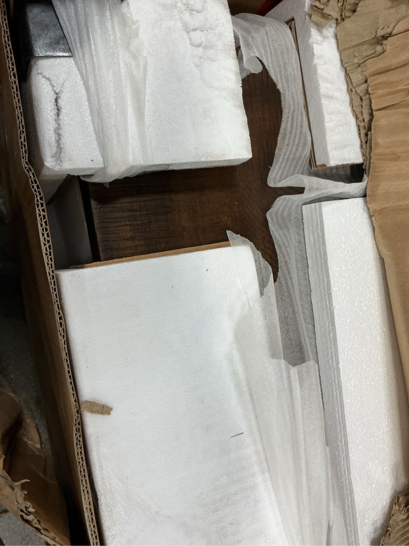 Condition photo showing Good Condition for signature design by ashley valebeck rectangular dining room table, 4 drawers, 2 open shelves, wine rack, wood, 60" w x 40" d x 36.13" h, white & brown