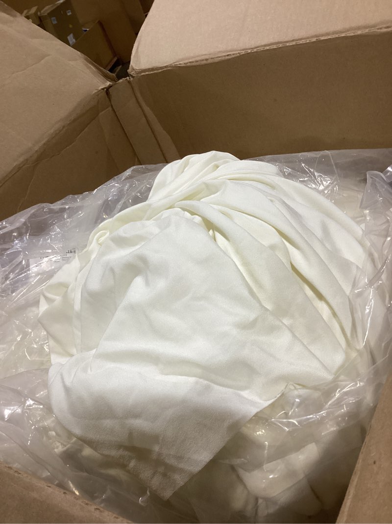 Condition photo showing As Is for 12 Pack Ivory Spandex Round Tablecloths for 60 inch Table, Wrinkle Free Stretchy 120inch Fitted 5FT Round Table Cloths Cover with Skirt for Wedding Party Dining Banquet Ivory 60inch(12pack)