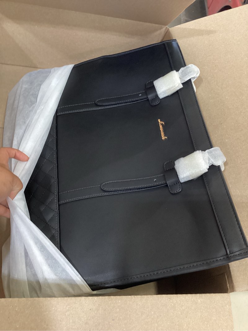 Condition photo showing Good Condition for lovevook women's 17.3inch laptop tote, pu leather computer work bag, office | 2-in-1 with clutch purse, teacher bags waterproof professional handbag for business black 17.3 inch