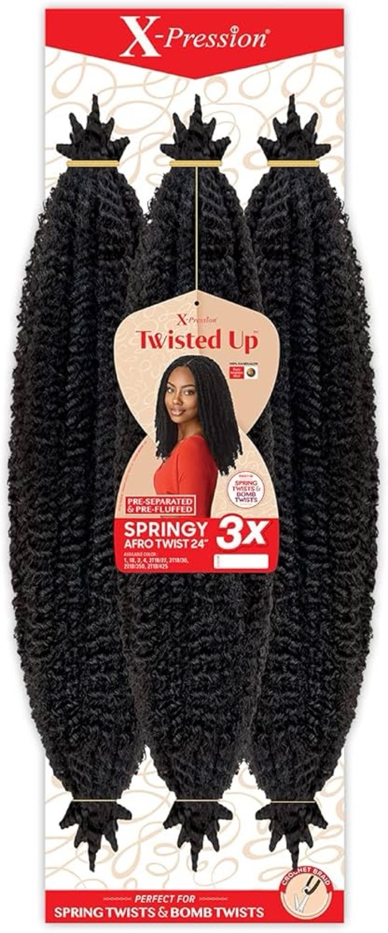 Outre Crochet Braids X-Pression Twisted Up 3X Springy Afro Twist 24" (3-pack, 27)