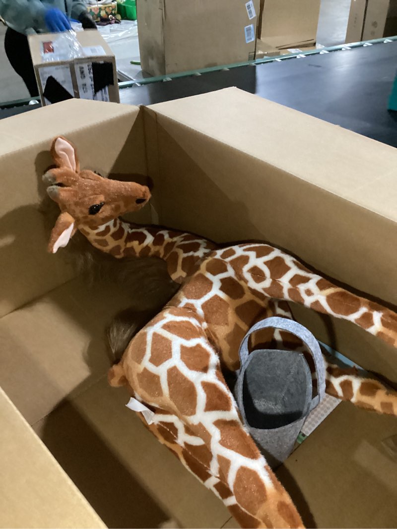 Condition photo showing Good Condition for 47” Large Giraffe Stuffed Animal Set, Giant Giraffe Plush Toys with Birds, Leaves, Basket, Tall Giraffe Toy Standing Lifelike, Gift for Kids Nursery Baby Shower Party