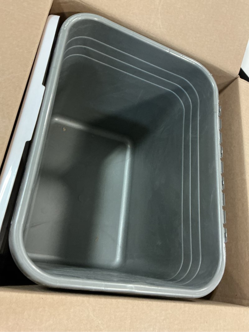 Condition photo showing As Is for Petmate Top Entry Cat Litter Pan  15  Open Plastic Cat Litter Box  Silver