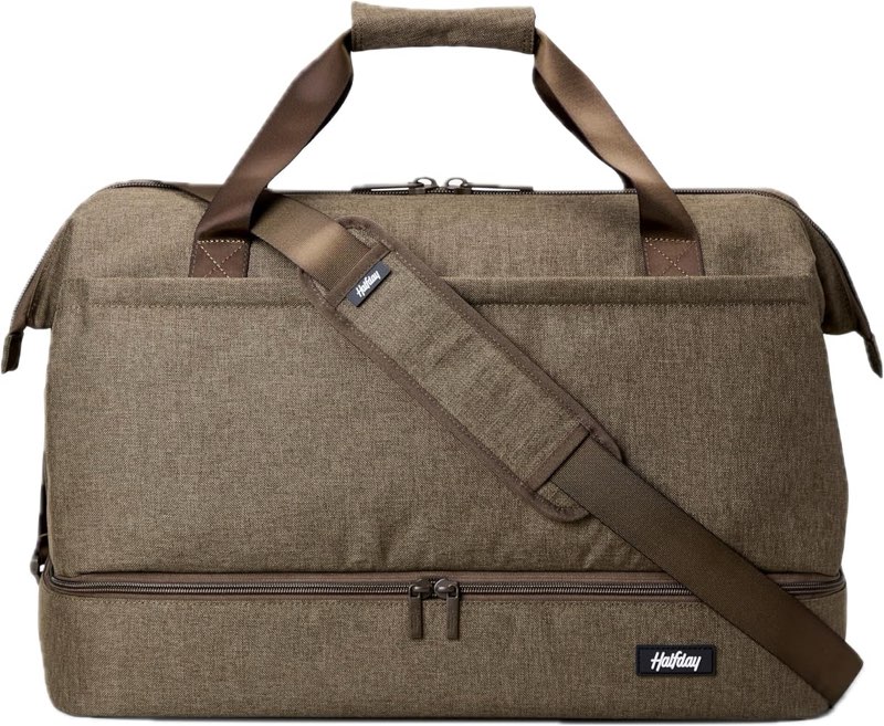 halfday double decker weekender bag 40l | designed for easy packing & storage (padded strap, zippere