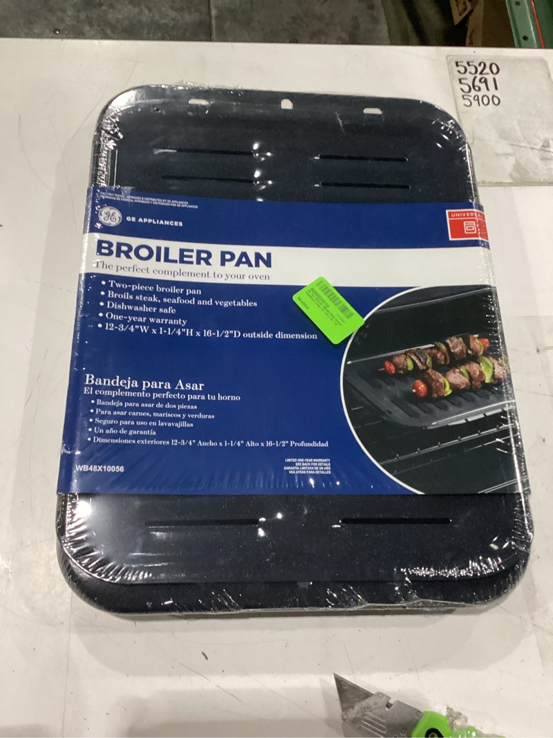 Condition photo showing New/Like New for ge part number wb48x10056 broiler pan&rack large 12-3/4 x 16-1/2