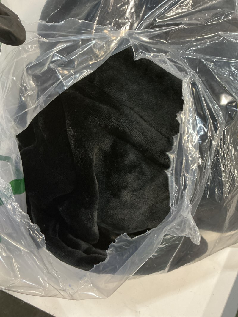 Condition photo showing As Is for women's plush robe extra long robe with pockets thicken soft warm bathrobe black small