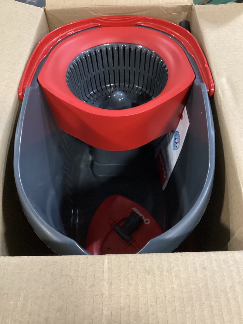 Condition photo showing As Is for O-Cedar EasyWring Microfiber Spin Mop, Bucket Floor Cleaning System, Red, Gray, Standard Easywring Spin Mop & Bucket