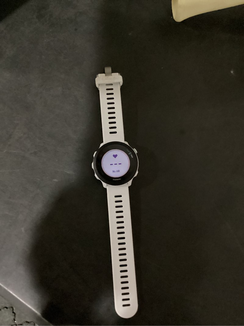 Condition photo showing New/Like New for working verified forerunner 55 running watch 1.7 x .46 in white