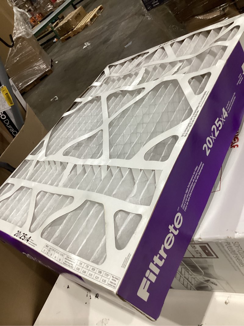 Condition photo showing As Is for store filtrete 20x25x4(slimfit), ac furnace air filter, mpr 1550 dp, healthy living ultra allergen deep pleat, 4-pack, fits lennox & honeywell devices (exact dimensions 19.5 x 24.5 x