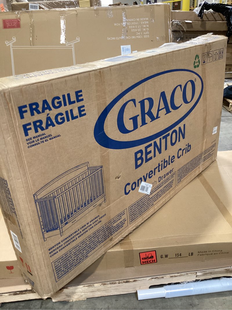 Condition photo showing New/Like New for graco benton 5-in-1 convertible crib with drawer – greenguard gold certified, converts from baby crib to toddler bed, daybed and full-size bed, full-size nursery storage drawer (white) white crib with drawer
