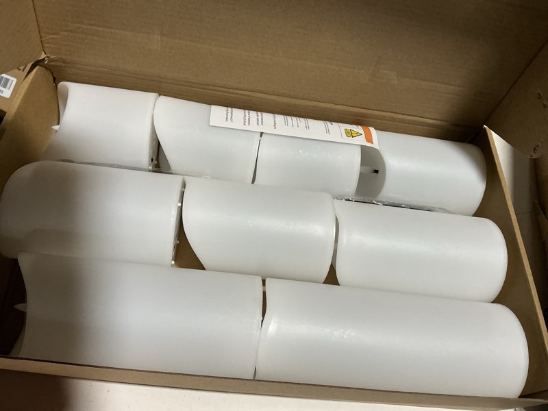 Condition photo showing Good Condition for flameless candles with remote, battery operated flickering flameless candles, led candles with timer 2/4/6/8h, with realistic led candles set of 9 (d3 x h 3" 4" 5" 6" 7") (white)