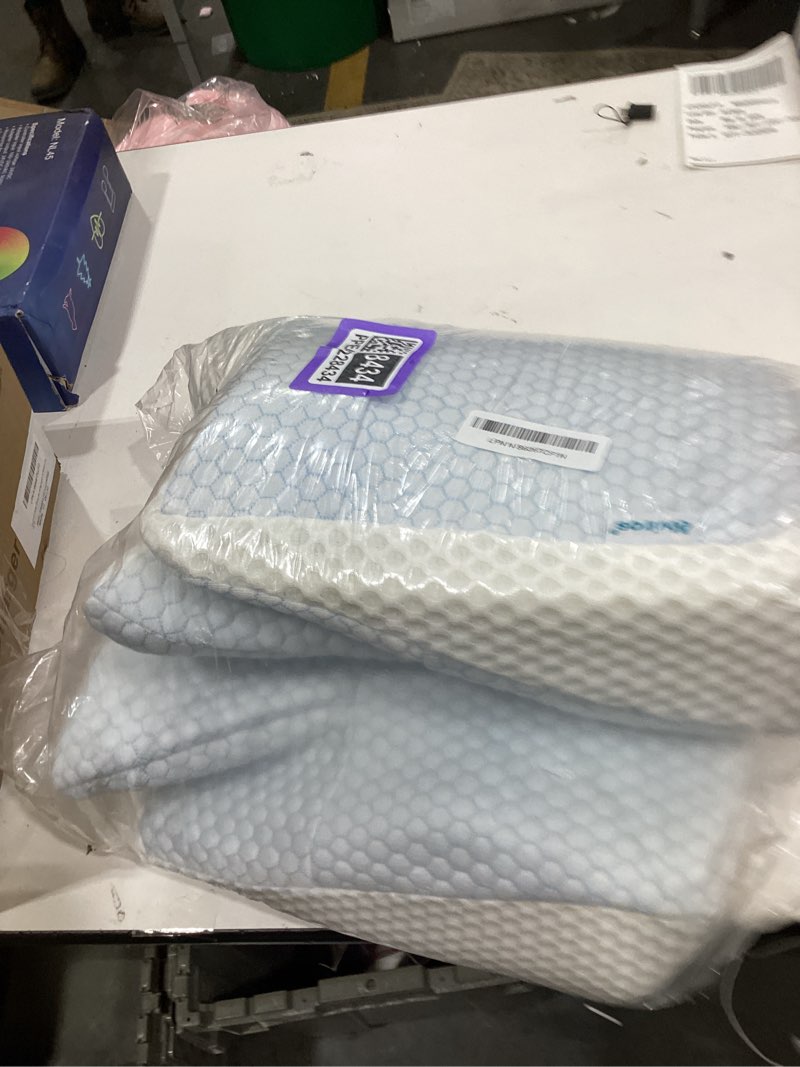 Condition photo showing New/Like New for Elviros Cervical Memory Foam Pillows for Neck and Shoulder Pain, Ergonomic Orthopedic Sleeping Support Pillow for Side Sleepers, Back and Stomach Sleepers (Blue)