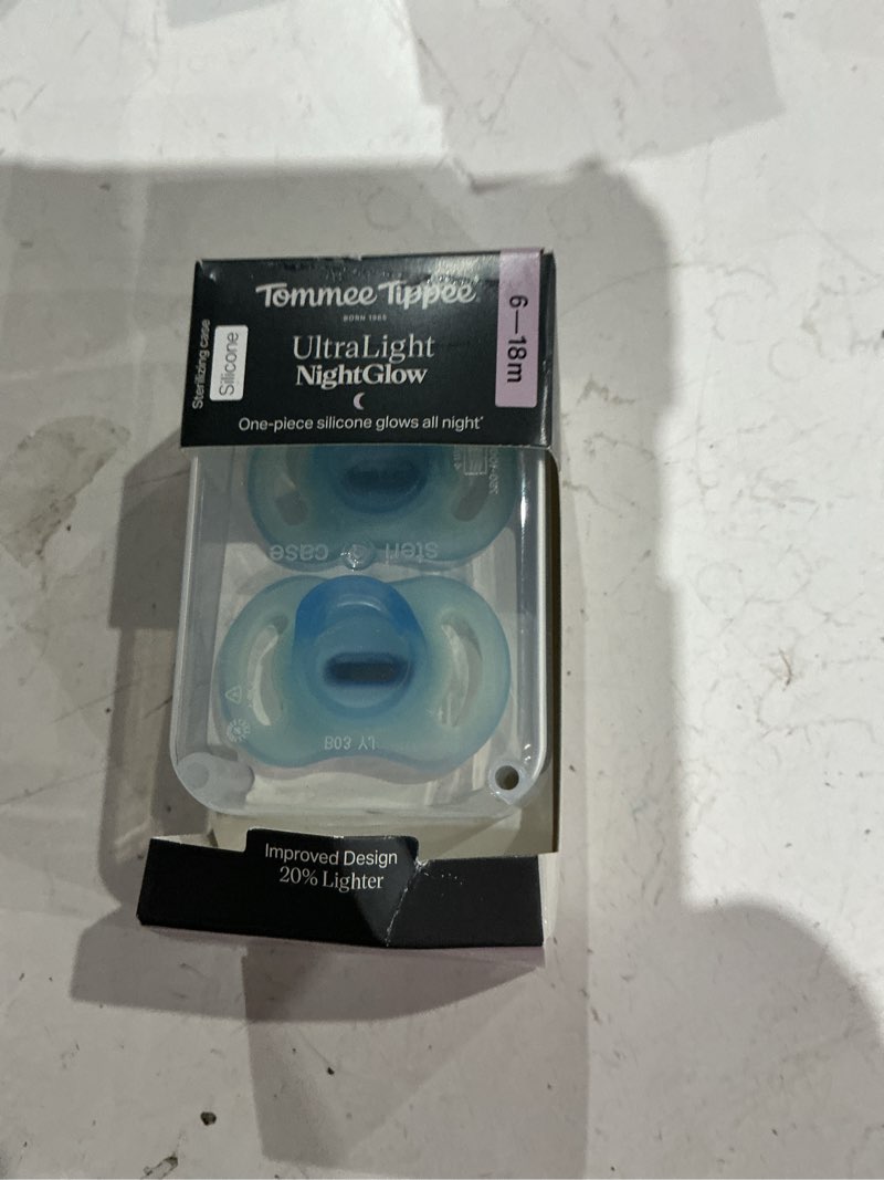 Condition photo showing Good Condition for tommee tippee ultra-light stay put night glow silicone pacifiers 6-18m - blue - 2pk: bpa-free