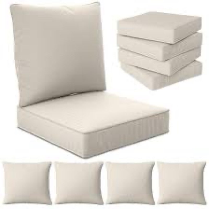 24" x 24" x 6" Outdoor Deep Seat Cushions Set - 2 Set Waterproof & Fade Resistant Patio Furniture Re