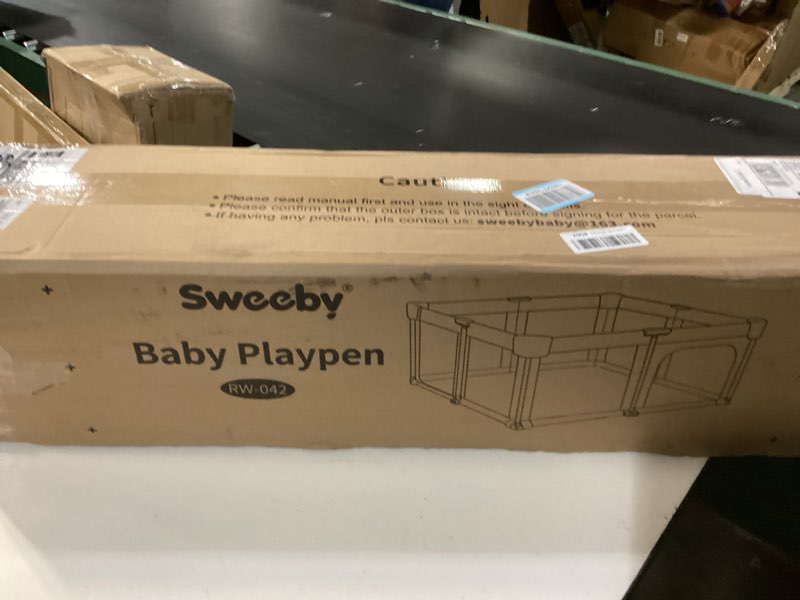 Condition photo showing New/Like New for sweeby baby playpen, 79x71 inch baby gate playpens for babies and toddlers, extra large playpen with door play yard for fence indoor and outdoor play pen,light khaki 79x71 light khaki(with door)