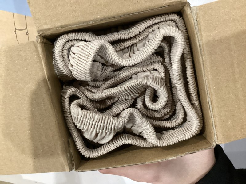 Condition photo showing Good Condition for Biscaynebay Wrap Around Bed Skirts with Split Corners for King Beds 15" Drop, Light Camel Adjustable Elastic Dust Ruffles Easy Fit Wrinkle Resistant Silky Luxurious Fabric Machine Washable King-15" Drop Split Corner Light Camel