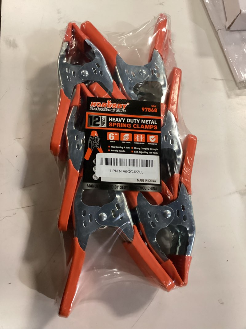 Condition photo showing New/Like New for HORUSDY 12-Piece 6" inch Spring Clamp, Heavy Duty Spring Metal Spring Clamps, 2.5"-inch Jaw opening (12-Piece)