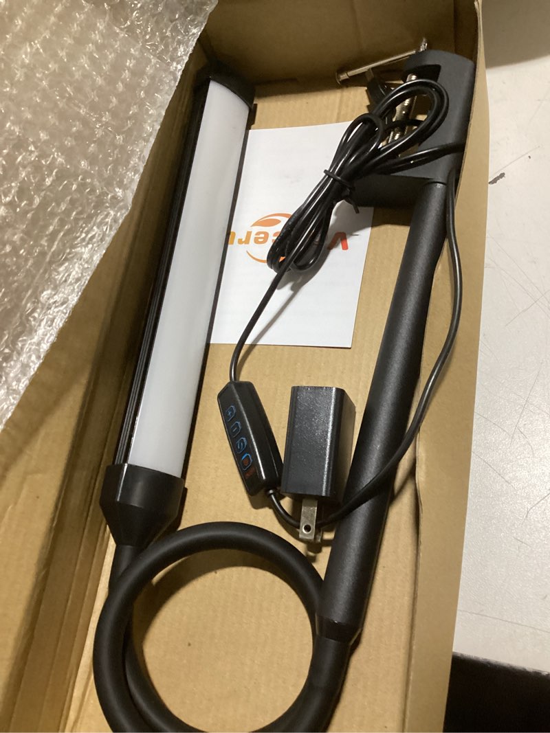 Condition photo showing Good Condition for led desk lamp with clamp, eye-caring clip on lights for home office, 3 modes 10 brightness, long flexible goose-neck, metal, swing arm architect task table lamps with usb adapter, black ?s1 black