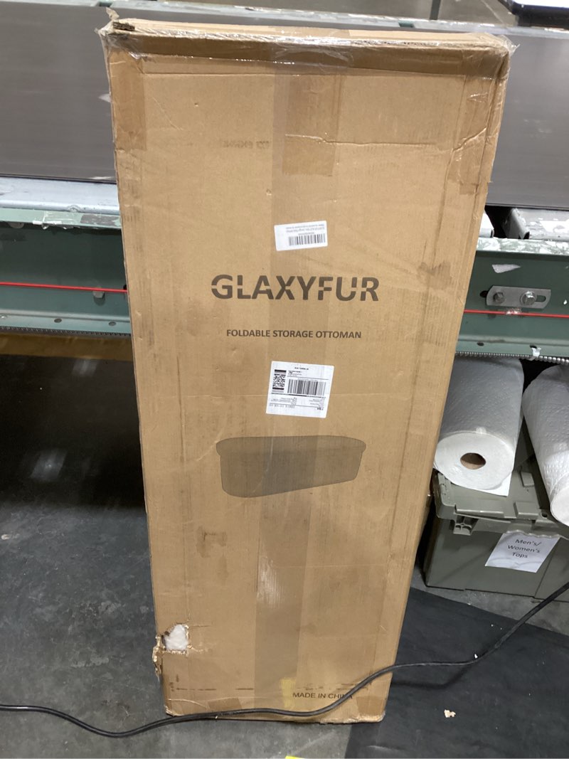 glaxyfur oval storage ottoman bench, sherpa foot rest, 43 inch folding chest for living room, bedroo