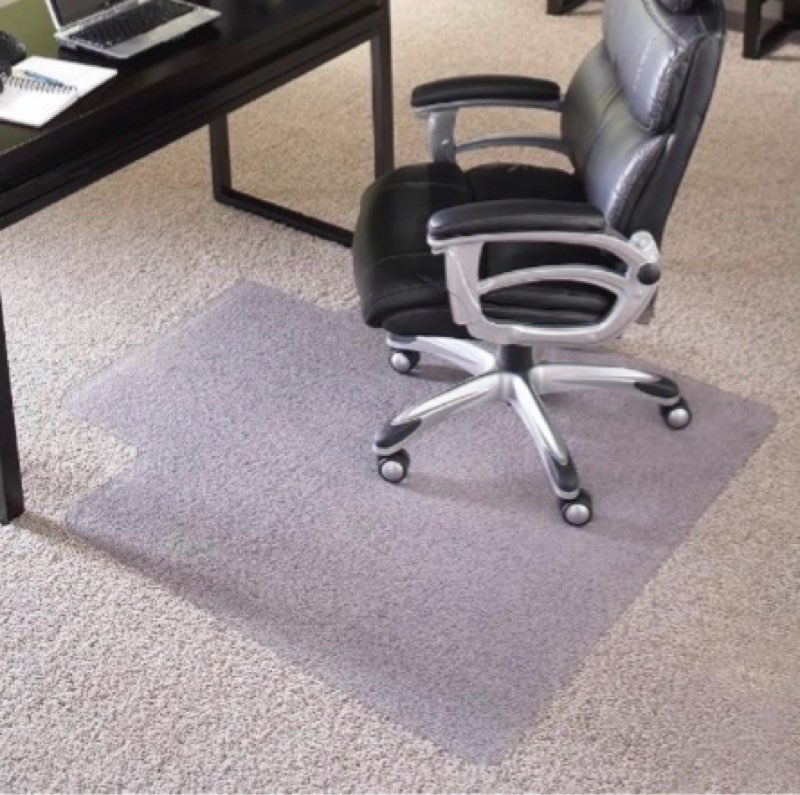 chair mat for high pile carpet, rectangle with lip, 36"x48", clear