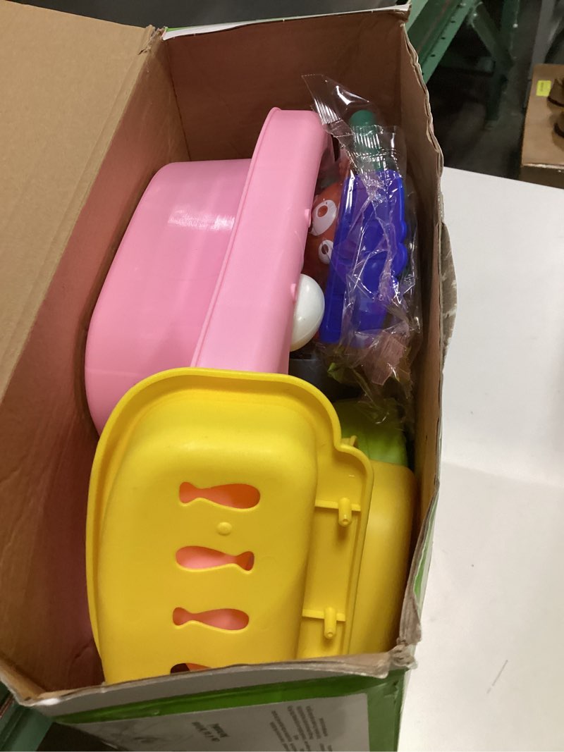 Condition photo showing Good Condition for water table for toddlers 1-3, outdoor toys for kids ages 4-8 with pump, kitchen play sink with running water, fishing toys playset, summer outside sand water sensory activity pool toys gifts, pink