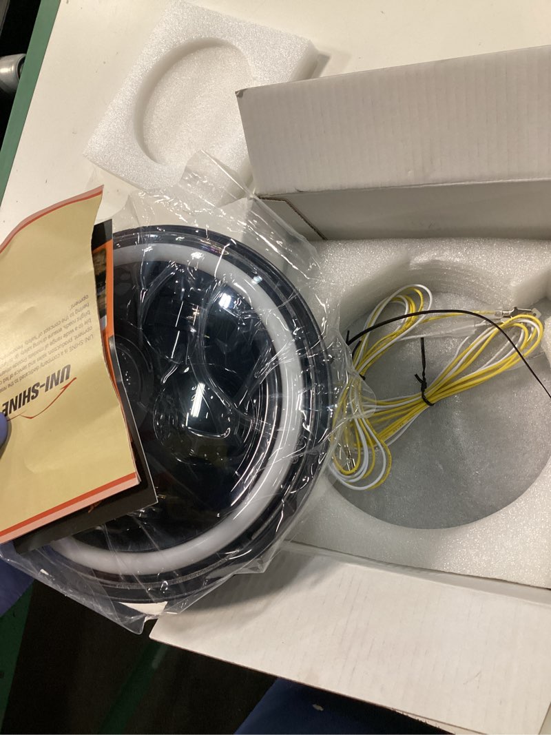 Condition photo showing Good Condition for uni-shine black 2pcs 7 inch led headlight round dot approved h6024 led headlight drl turn signal compatible with jeep wrangler jk tj cj & miata & chevy s3 & hummer h1 h2