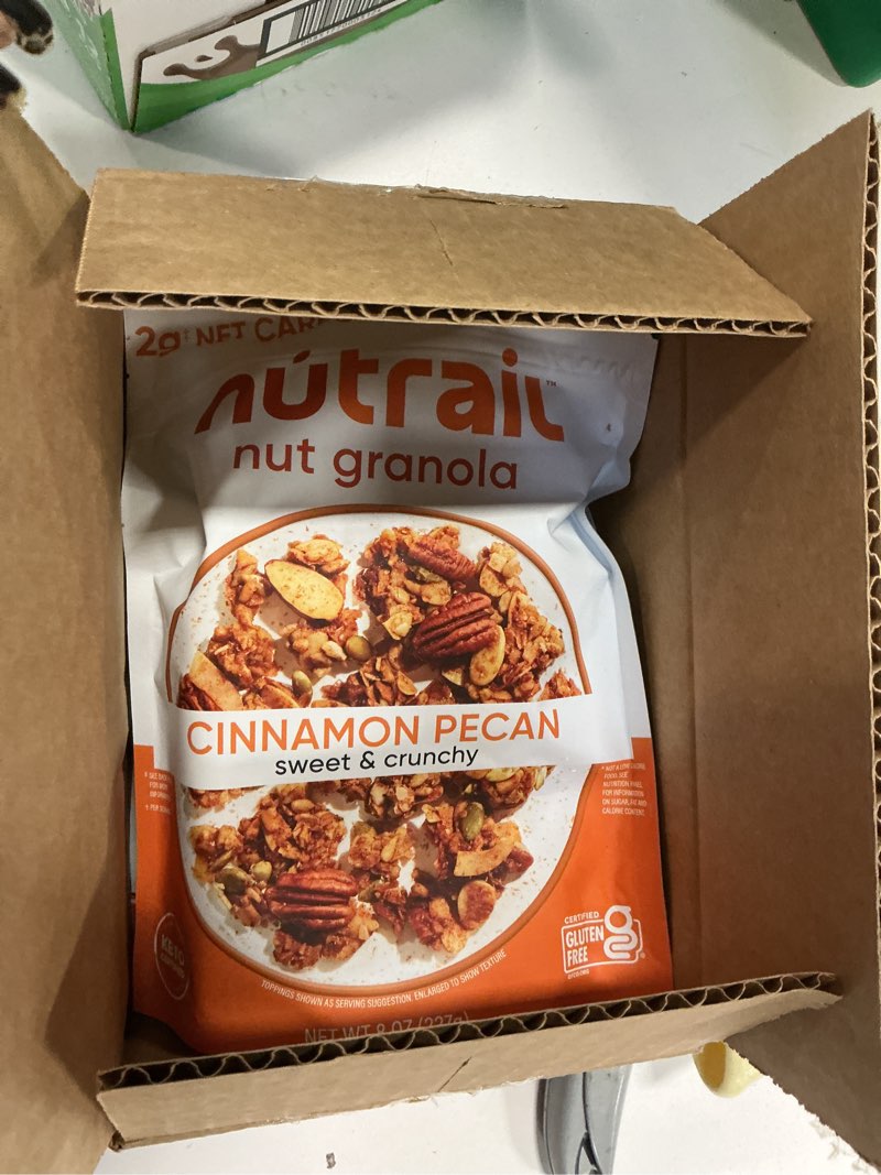Condition photo showing New/Like New for NuTrail Nut Granola Cereal, Cinnamon Pecan, No Sugar Added, Gluten Free, Grain Free, Keto, Low Carb, Healthy Breakfast 8 oz. 3 Count 8 Ounce (Pack of 3)