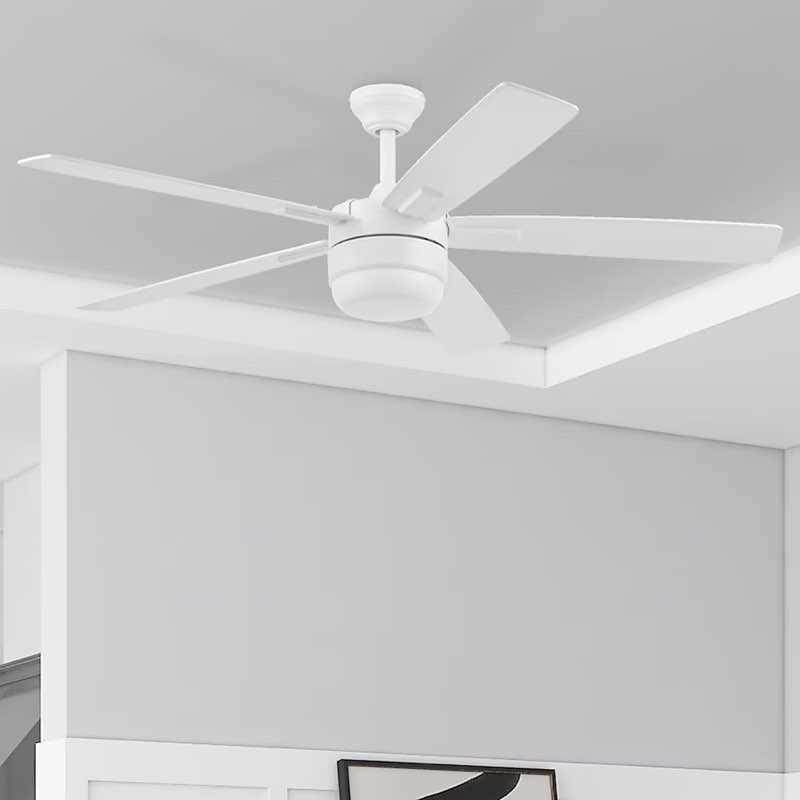 harbor breeze 43368 boltz iii easy2hang 52-in white with white blades adjustable white led ceiling fan with light and remote control included 5 -blade