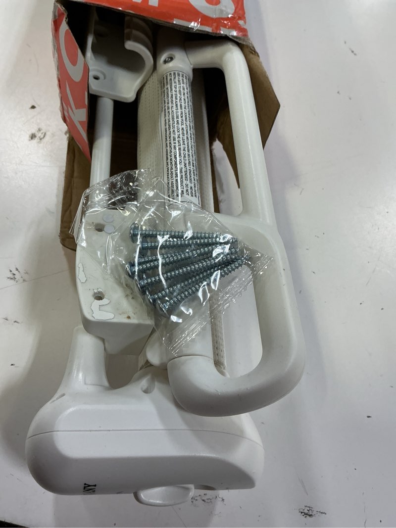 Condition photo showing As Is for vevor retractable baby gate, extends to 56.3 inch wide, 31.3 inch tall, with security lock, easy to use, walk through without tripping, mesh dog gate for stairs, hallways, indoor/outdoor, white white 31.3" tall x 56.3" wide