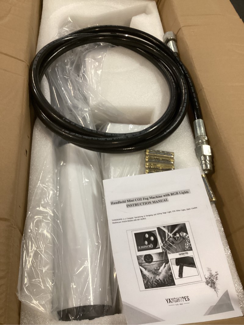 Condition photo showing Good Condition for smoke machine handheld co2 fog machine with rgb lights cannon jet machine stage effect equipment tube d3.35inch w/ 3m hose, for dj stage, party, wedding, special event, music festival fbm handheld fog machine