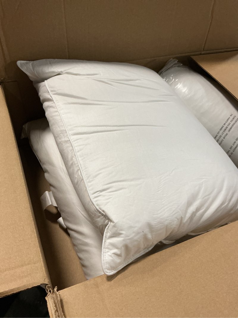 Condition photo showing As Is for puredown® Goose Feathers and Down White Pillows with 100% Soft Cotton Cover, Bed Sleeping Hotel Collection Pillows Set of 2 Queen Size Classic White Queen (Pack of 2)