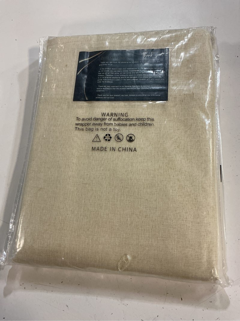 Condition photo showing New/Like New for beige linen blended curtains - back tab window treatments panels drapes for living room/bedroom, elegant light filtering semi sheer (set of 2, 50" x 84", light yellow) 50"w x 84"l (pack of 2) light yellow