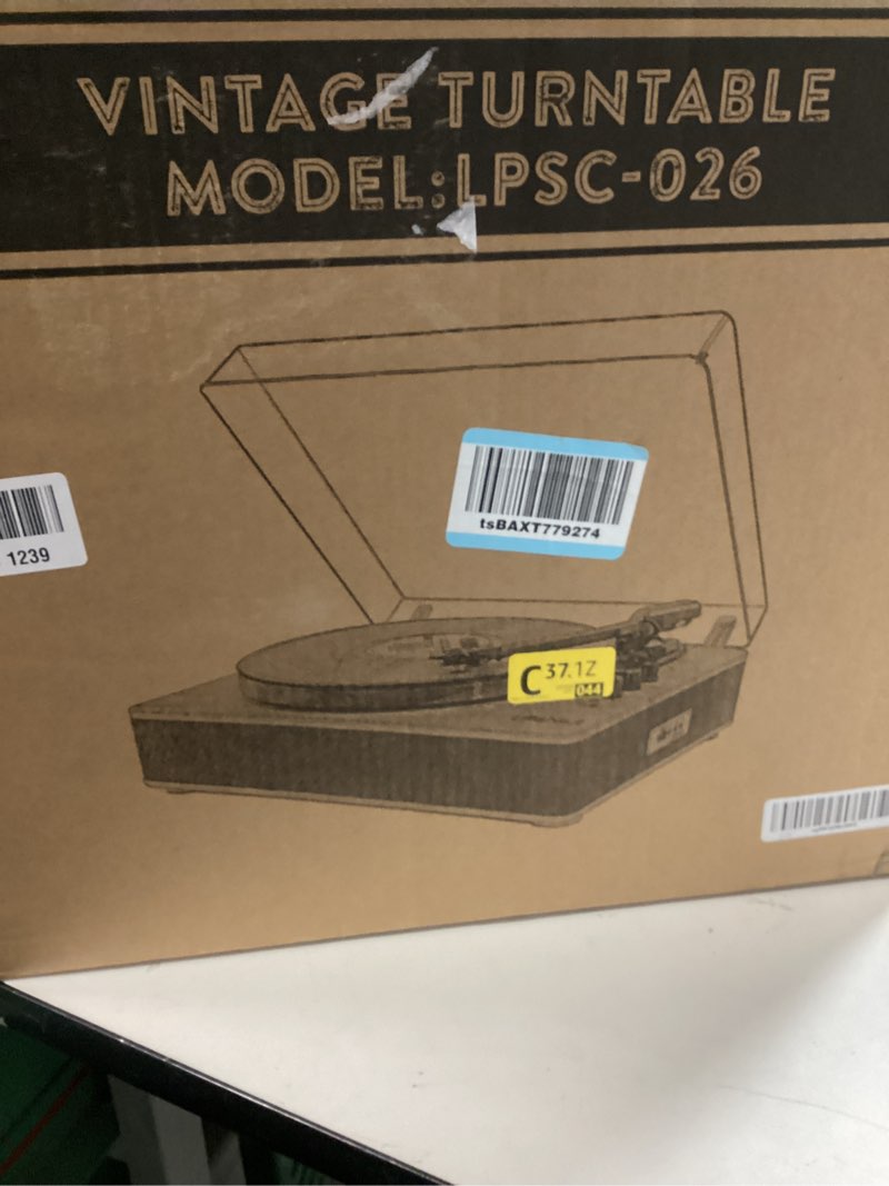 Condition photo showing New/Like New for LP&NO.1 Record Player Turntable with Built-in Speakers and USB Play&Recording Belt-Driven Vintage Phonograph Record Player 3 Speed for Entertainment and Home Decoration?Mahogany Wood? DarkBrown Wood