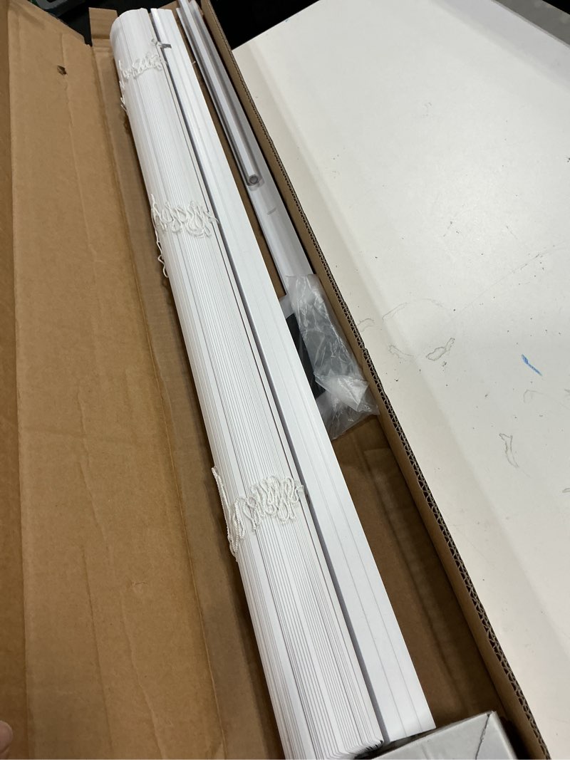 Condition photo showing Good Condition for blinds for indoor windows 1" vinyl l-shaped slats cordless mini blinds for home, 30" w × 36" h - white white 30" w × 36" h