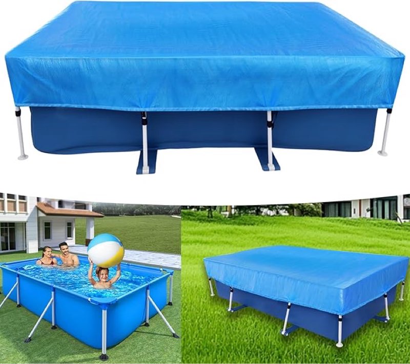 Rectangle Pool Cover 87x59 in for Above Ground Pool 7x4 ft Draw Strings Swimming Pool Cover for 7.3